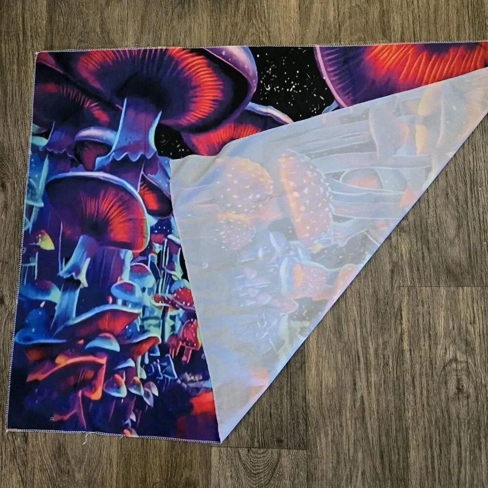 Psychedelic Mushroom Forest Whimsy Tapestry Bright Colorful Hippie Home Decor